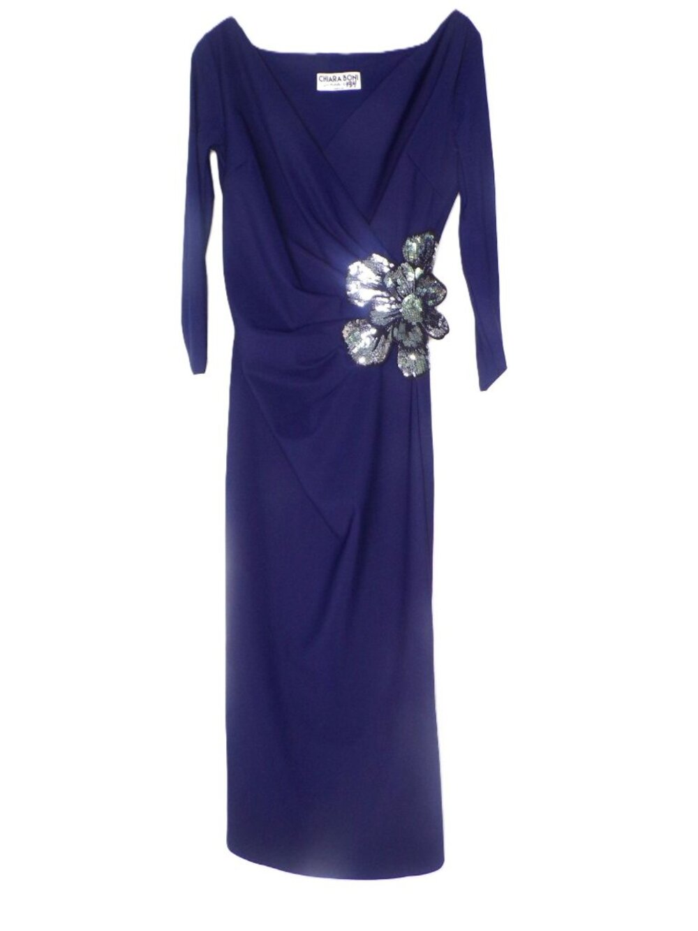 🆕CHIARA BONI Onori Sequin Applique Midi Dress 6 Navy Blue - Picture 7 of 13